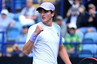 「レクサス・イーストボーン・オープン」１回戦でベルグスを下したフォンセカ。これが芝コートでのツアー初勝利となった。（C）Getty Images