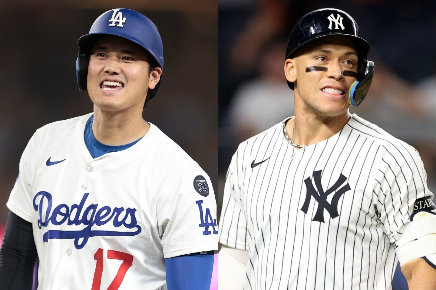 大谷（左）とジャッジ（右）。昨季のリーグMVPプレーヤーを上回るペースで本塁打を量産している選手がいる。(C)Getty Images