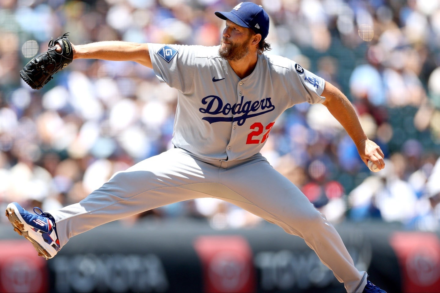 今季４勝目を挙げたカーショウ。(C)Getty Images