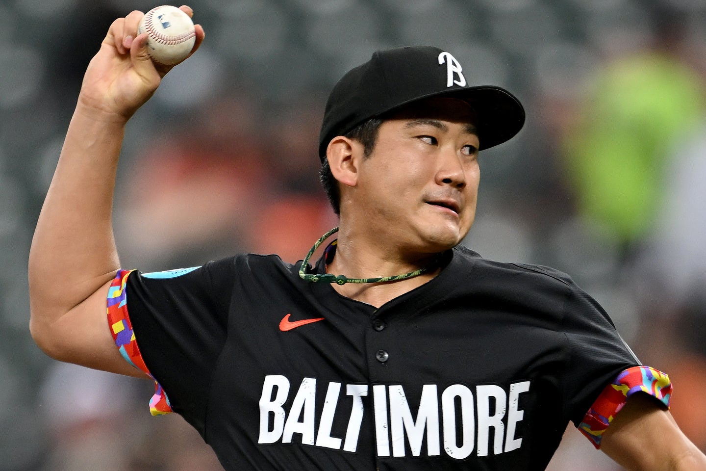 オリオールズの菅野智之。苦戦したが、味方の援護で今季６勝目を挙げた。(C)Getty Images