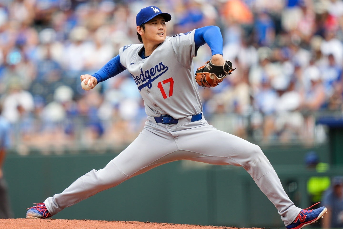 今季３度目の先発マウンドだった大谷。初回にメジャー自己最速記録を計測した。(C)Getty Images