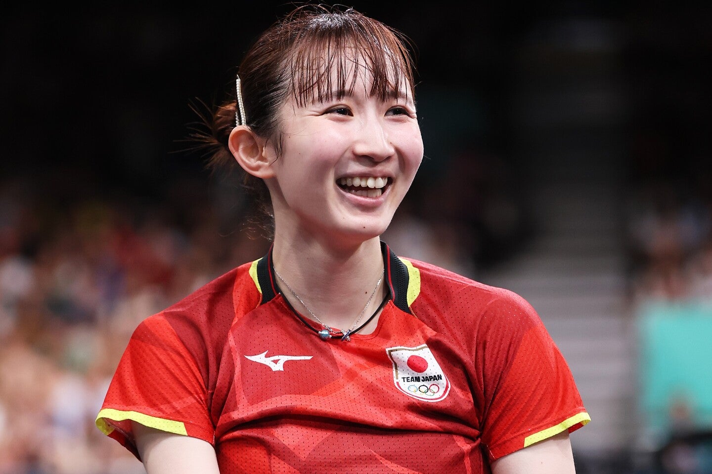 お洒落なメガネ姿を披露した早田。(C) Getty Images