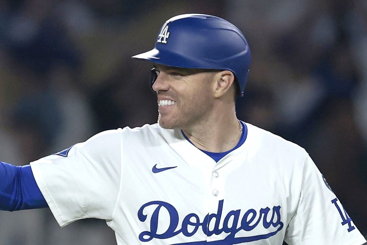 カーショウの通算3000奪三振の試合をサヨナラタイムリーで締めくくったフリーマン。(C)Getty Images