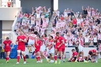 2019年以来のラグビー伝統国からの勝利を掴んだ日本代表。(C) Getty Images
