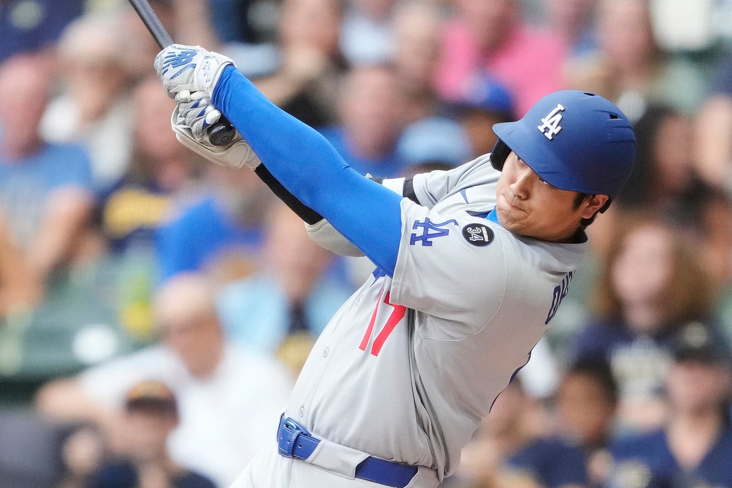 先頭打者アーチを放ったドジャースの大谷。(C)Getty Images