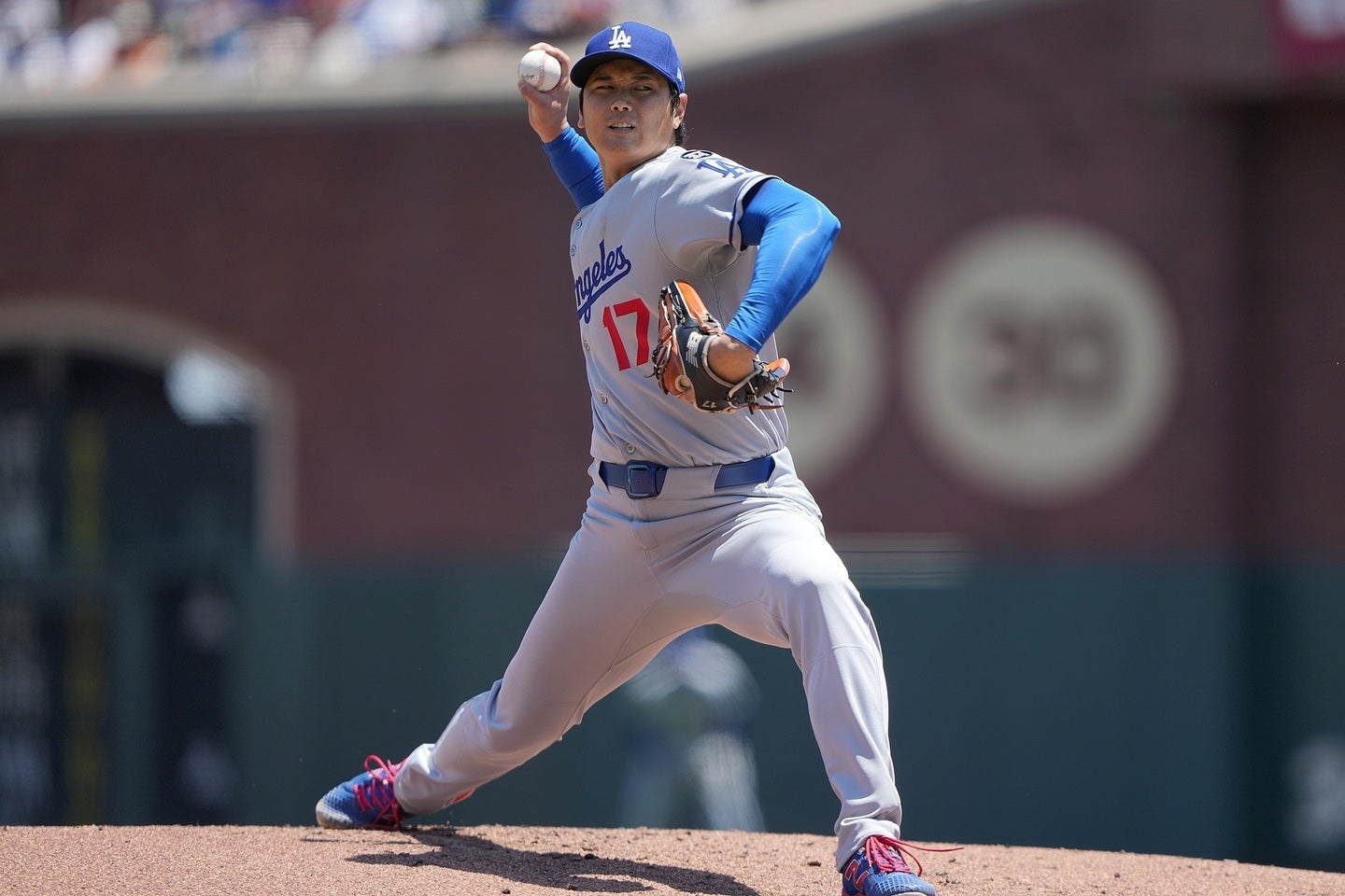 今季５度目のマウンドに上がった大谷。(C) Getty Images