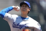 ジャイアンツ戦に先発した大谷は、３回を無失点に抑える好投を見せた。(C)Getty Images