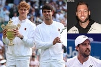 先日のウインブルドンをはじめ、最近の四大大会で優勝を分け合っているシナーとアルカラス（左写真）。元プロのソック氏（右上）とジョンソン氏（右下）は、今後シナーが優勢になると予測する。(C)Getty Images