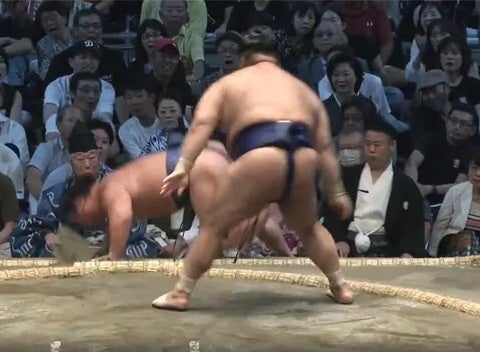 高安と若隆景の取組で珍客が観戦に訪れていたようだ。（C）AbemaTV,Inc.