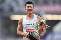 日本選手権で５年ぶり３度目の優勝を飾った桐生。写真：永島裕基