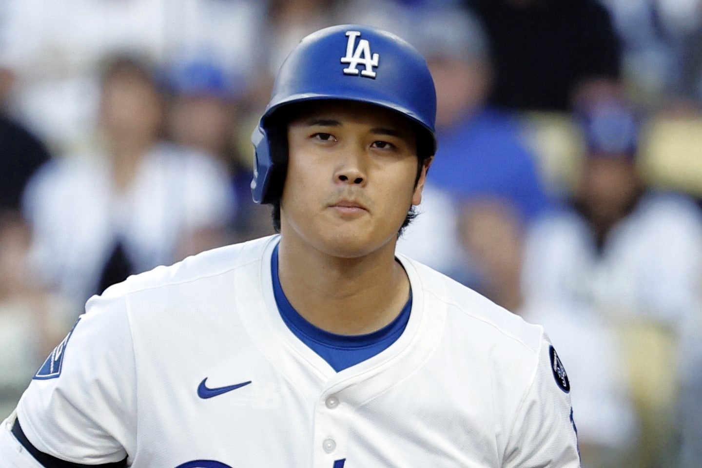異例の申告敬遠で出塁した大谷。サヨナラ勝利に大きく貢献した。(C)Getty Images