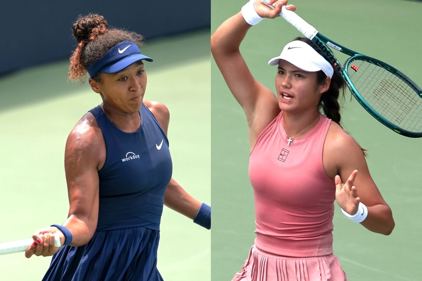 「ムバダラ・シティDC・オープン」で実現した元全米オープン女王同士の対決は、大坂なおみ（左）がミスを重ねてリズムをつかめず、終始安定したプレーを見せたラドゥカヌ（右）にストレートで敗れる結果となった。(C)Getty Images