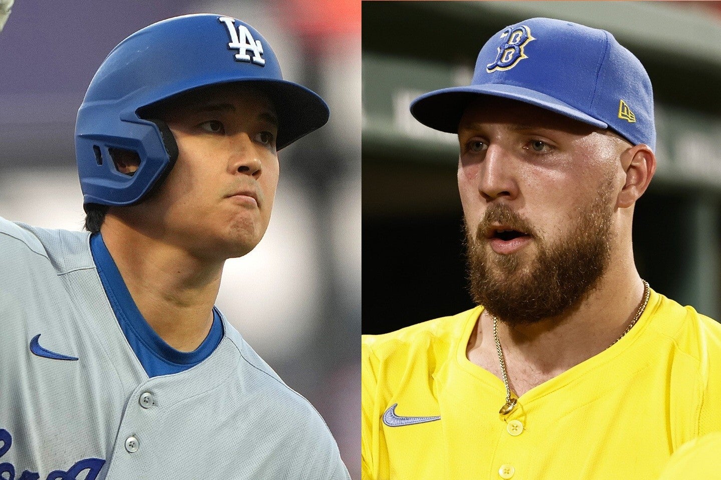 先頭打者ホームランを放った大谷と２三振を奪ったクローシェイ。フェンウェイ・パークで激闘を繰り広げた。(C) Getty Images