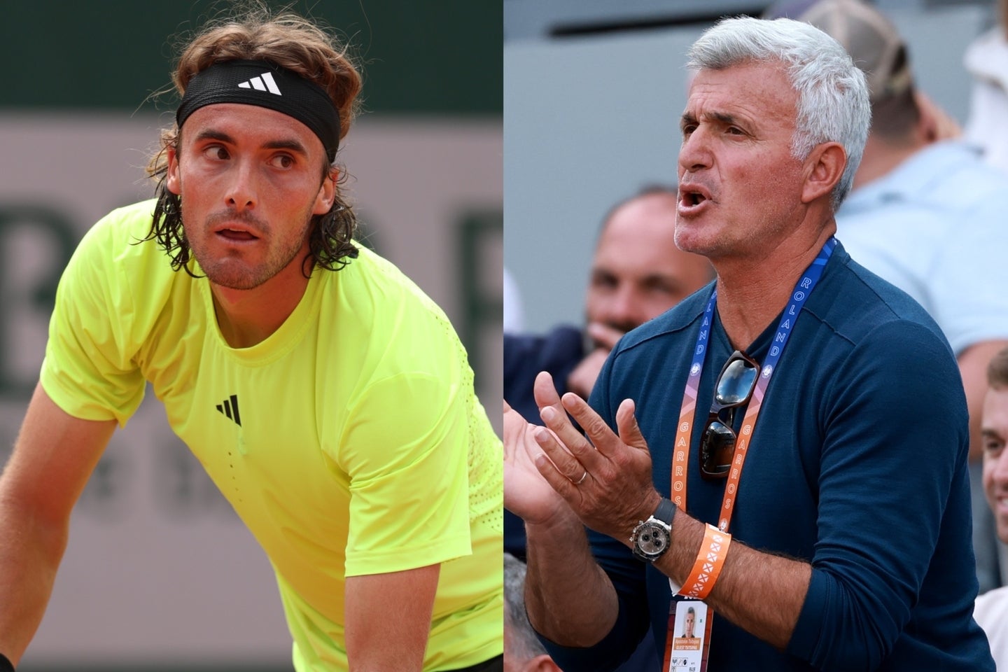 低迷するチチパス（左）は、喧嘩別れした父親のアポストロス氏（右）をコーチに再招聘。果たして今度はうまくいくか？(C)Getty Images