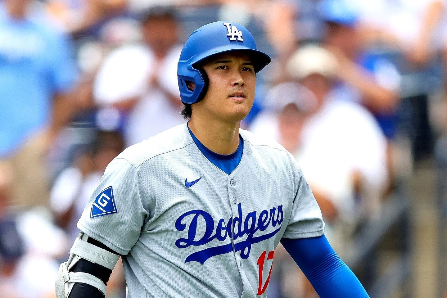 右前打でチャンスを作った大谷。得点にはつながらなかった。(C) Getty Images