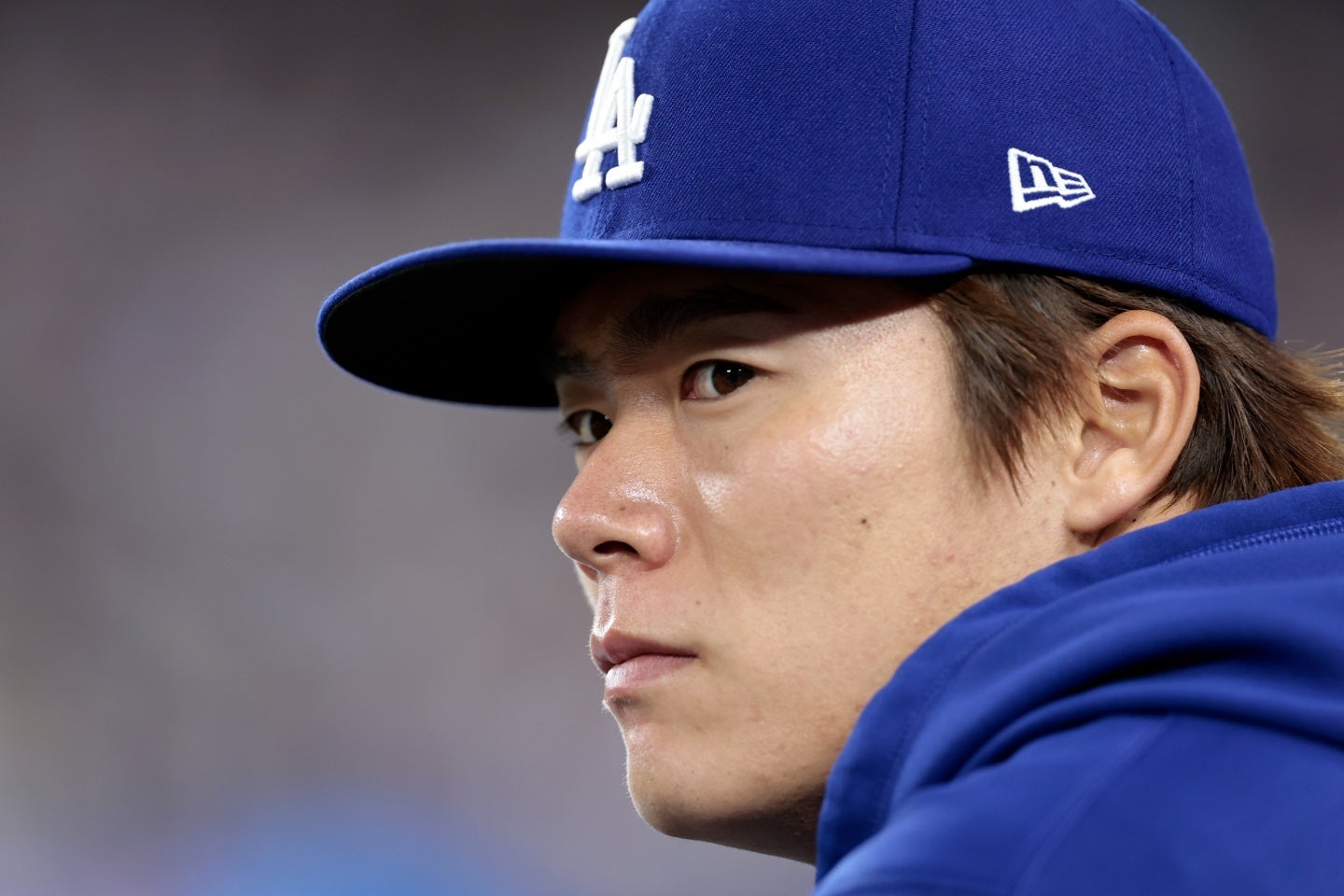 ド軍の球団公式SNSに登場した山本の映り方が話題になっている。(C) Getty Images