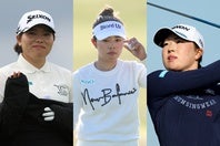 全英女子OPでトップ10圏内にいる左から勝、山下、竹田。(C) Getty Images
