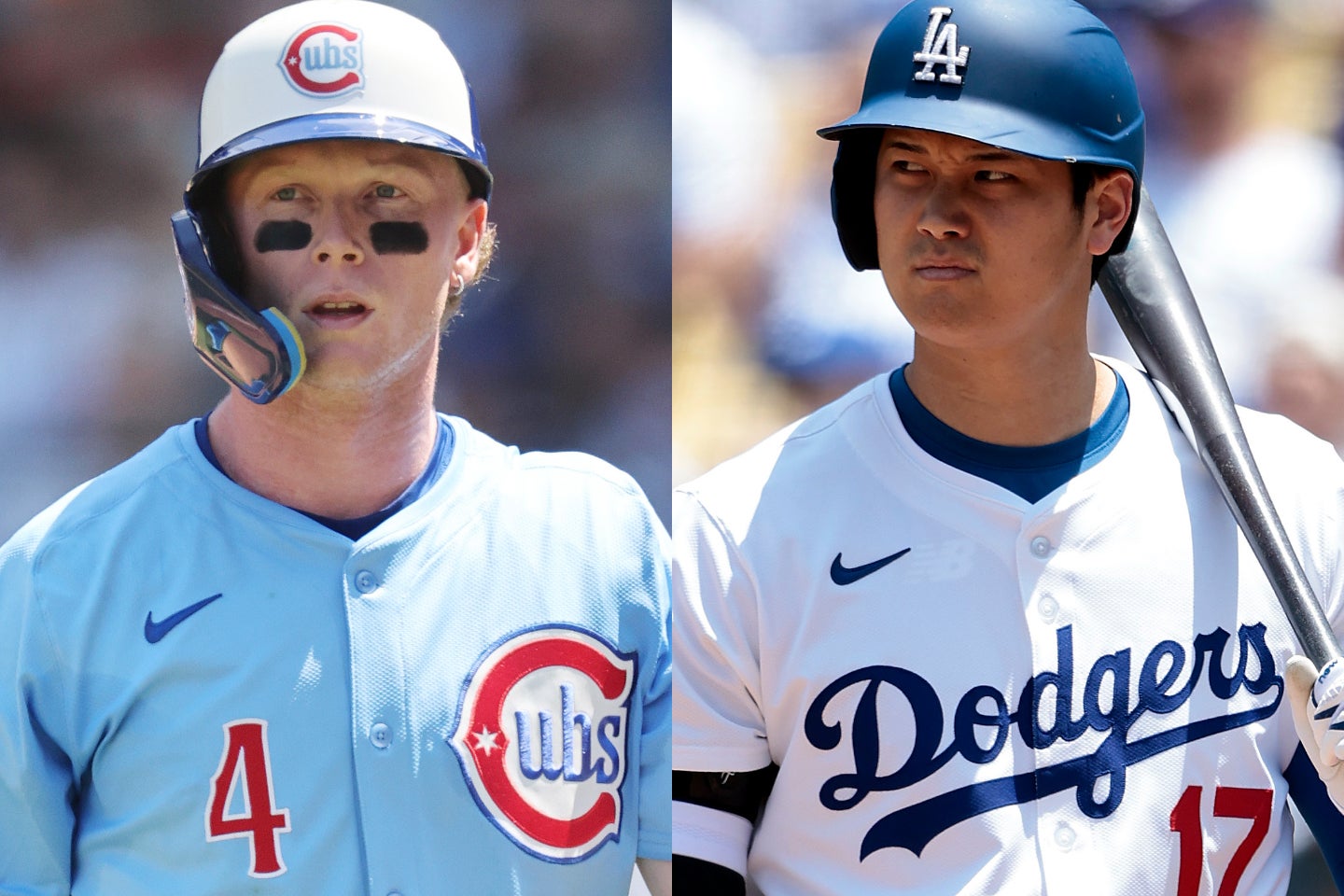 大谷翔平（右）の４度目のMVP受賞を阻む存在となり得る、カブスの新星PCA（左）。(C) Getty Images