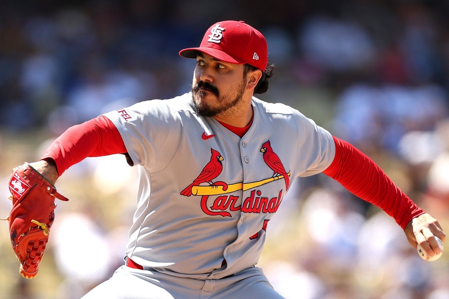 大谷から空振り三振を奪ったカーディナルスのロメロ。(C)Getty Images