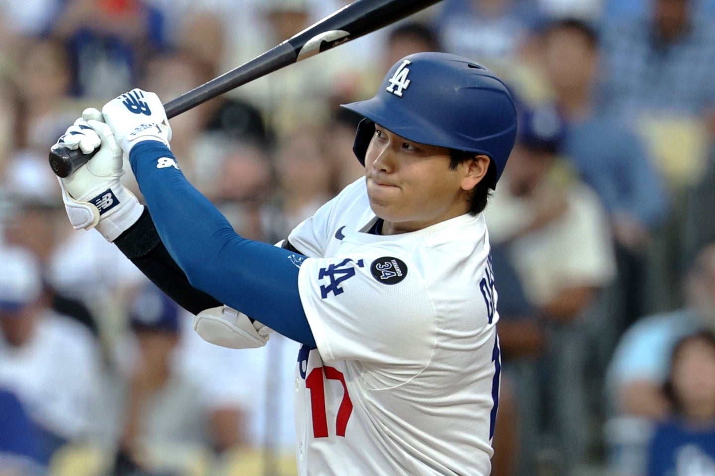 44試合ぶりに１試合３安打を放った大谷。(C)Getty Images