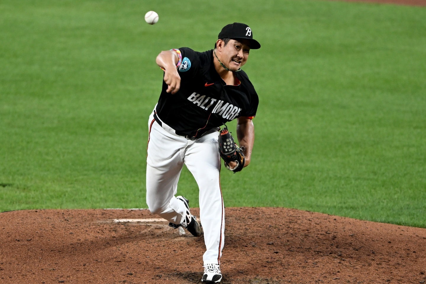 今季９勝目を挙げたオリオールズの菅野。熟練の投球術に指揮官から称賛が上がっている。(C)Getty Images