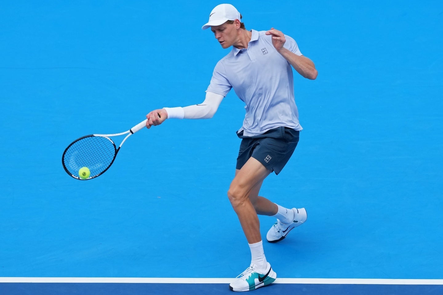 「シンシナティ・オープン」でウインブルドン以来の実戦に臨んだシナーは、初戦の２回戦でガランをわずか59分で下した。（C）Getty Images