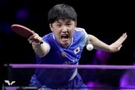 準決勝を勝ち切った張本。決勝に進出した。(C)WTT