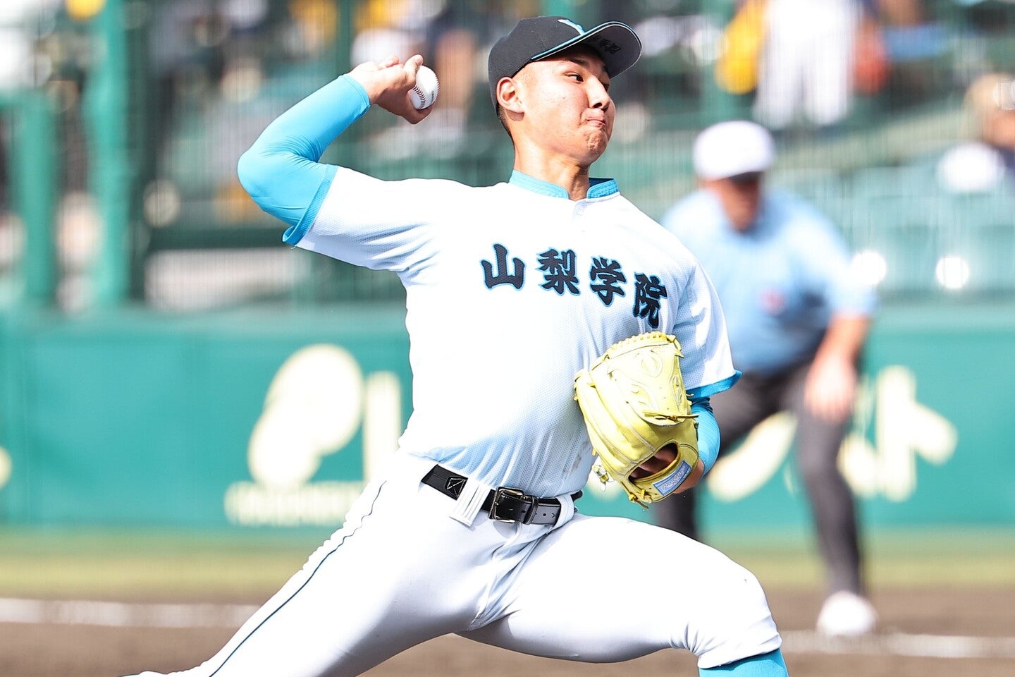 194cm・100kgの菰田は出力こそ控えめながらさすがの投球を披露した。写真：THE DIGEST写真部