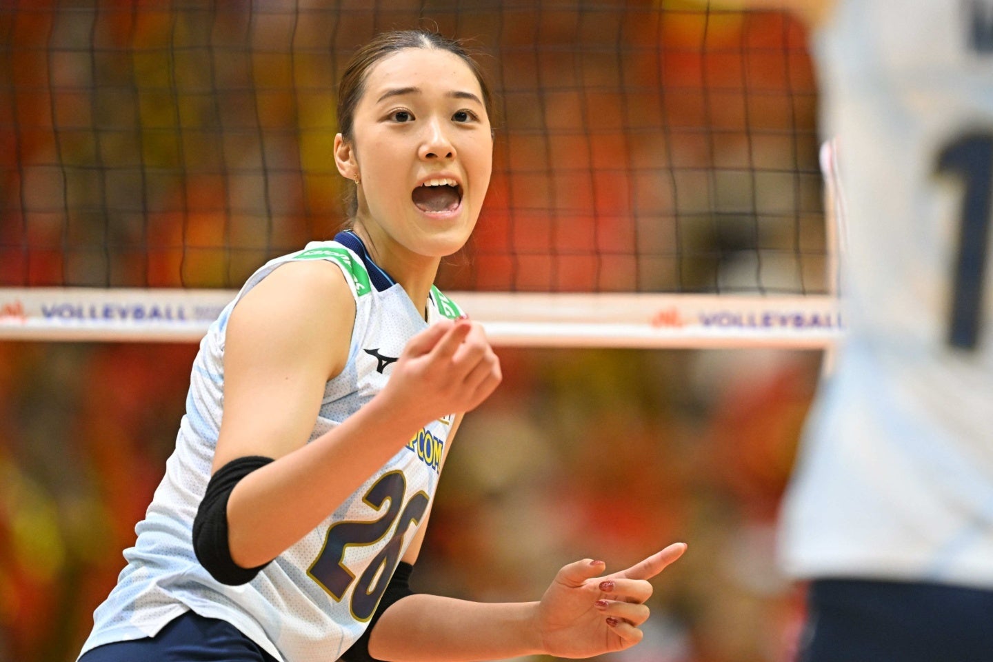 女子バレー日本の攻撃陣を引っ張る23歳の佐藤。写真：金子拓弥（THE DIGEST写真部）