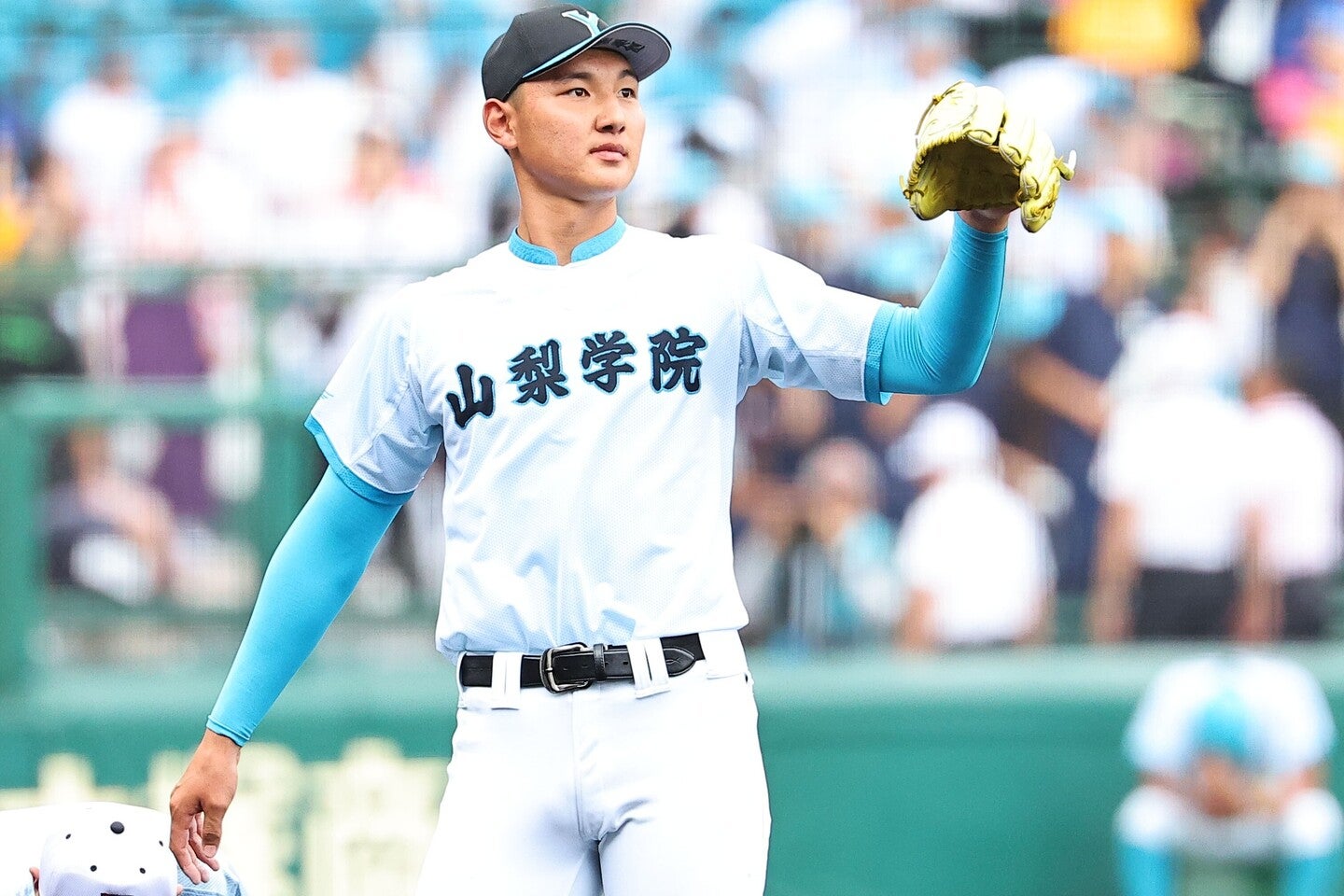 194cm・100kgの恵まれた体格を生かし、投打で活躍した菰田。まだ２年生だ。写真：THE DIGEST写真部