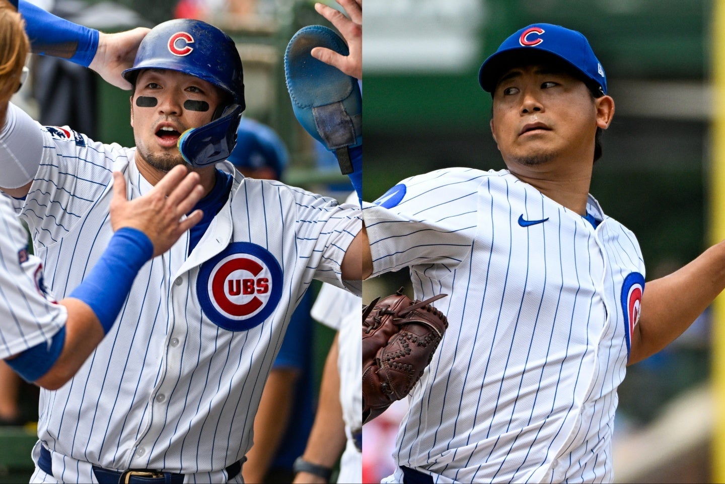 カブスを勝利に導いた今永（右）と鈴木（左）。(C)Getty Images