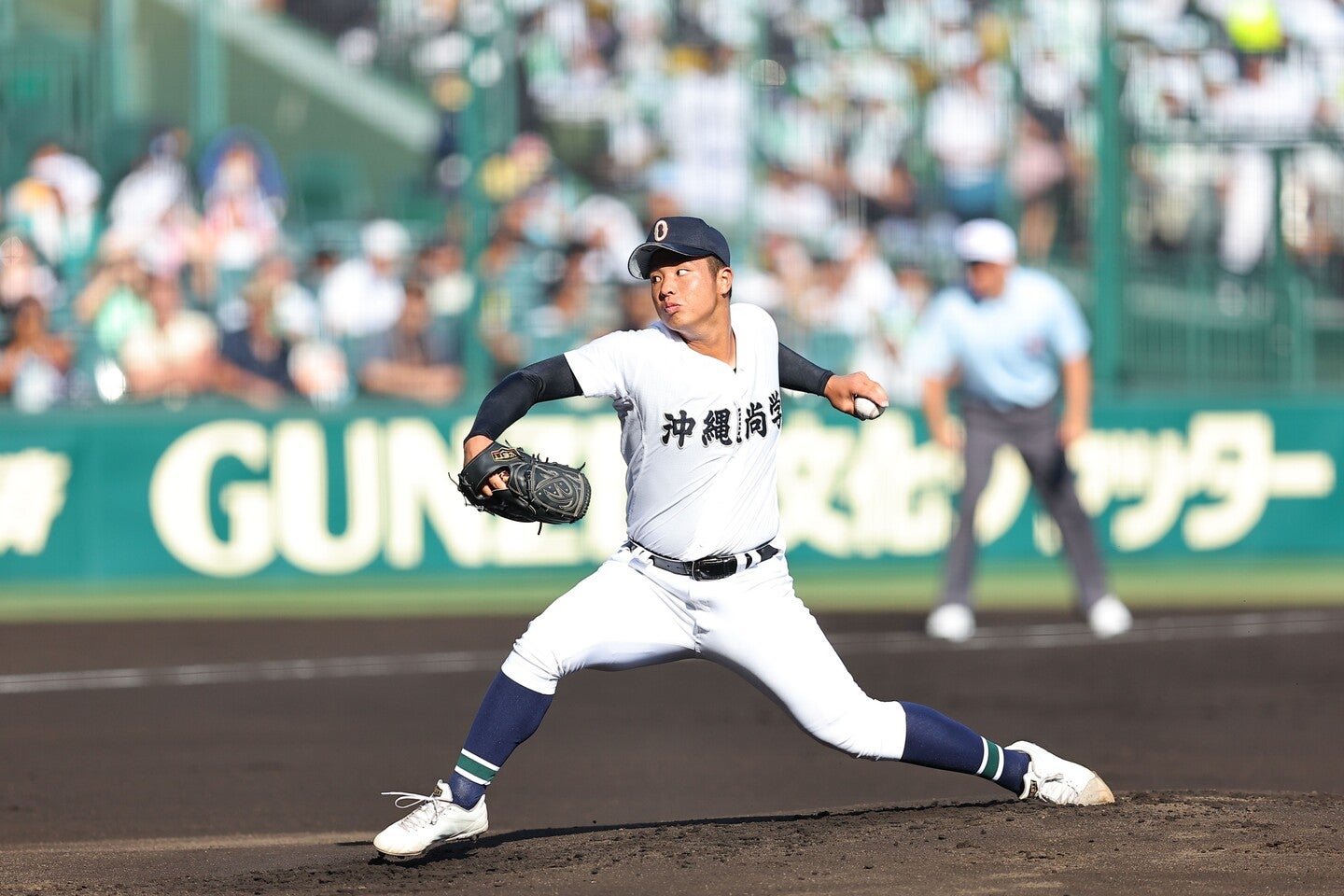 エースの末吉良丞。沖縄尚学は夏の甲子園で初めての４強入りを決めた。写真：梅月智史（THE DIGEST写真部）