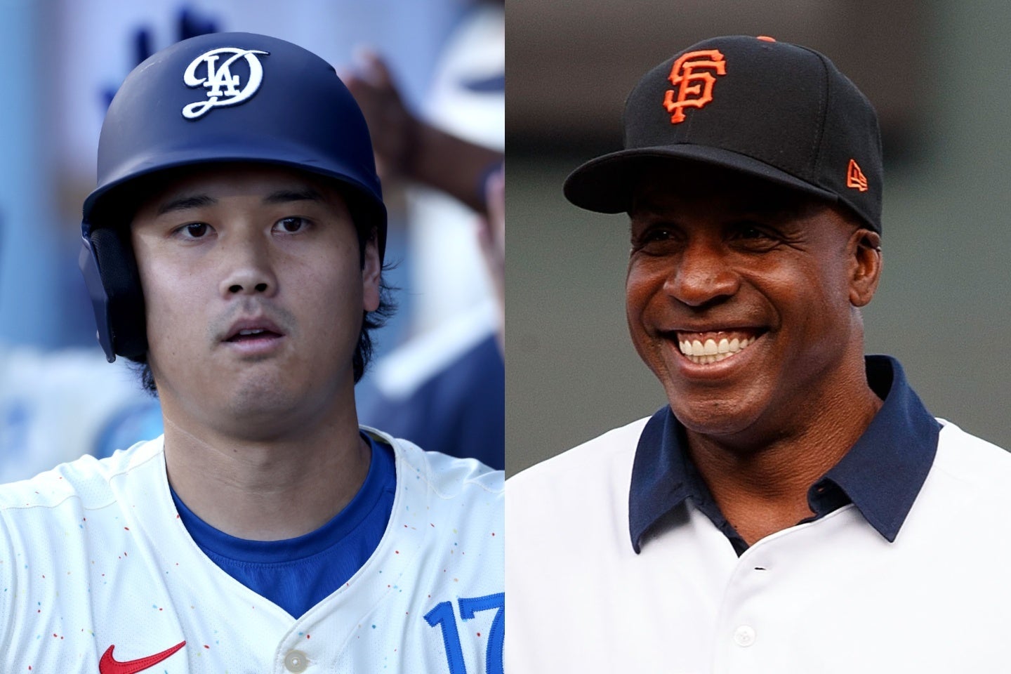 時代を代表する打者の大谷（左）、ボンズ（右）。(C) Getty Images