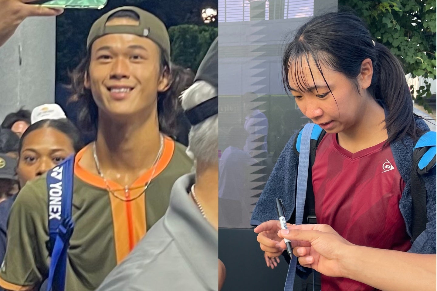 坂本（左）は幾度ものマッチポイントを凌ぎ、伊藤（右）は持ち味のフォアスライスを駆使して、全米OP予選１回戦を突破した。写真：内田暁