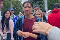 全米オープン予選２回戦をフルセットで突破した伊藤。腰痛と疲労を抱えながらも、フォアのスライスと鋭いバックで勝利をつかんだ。写真：内田暁