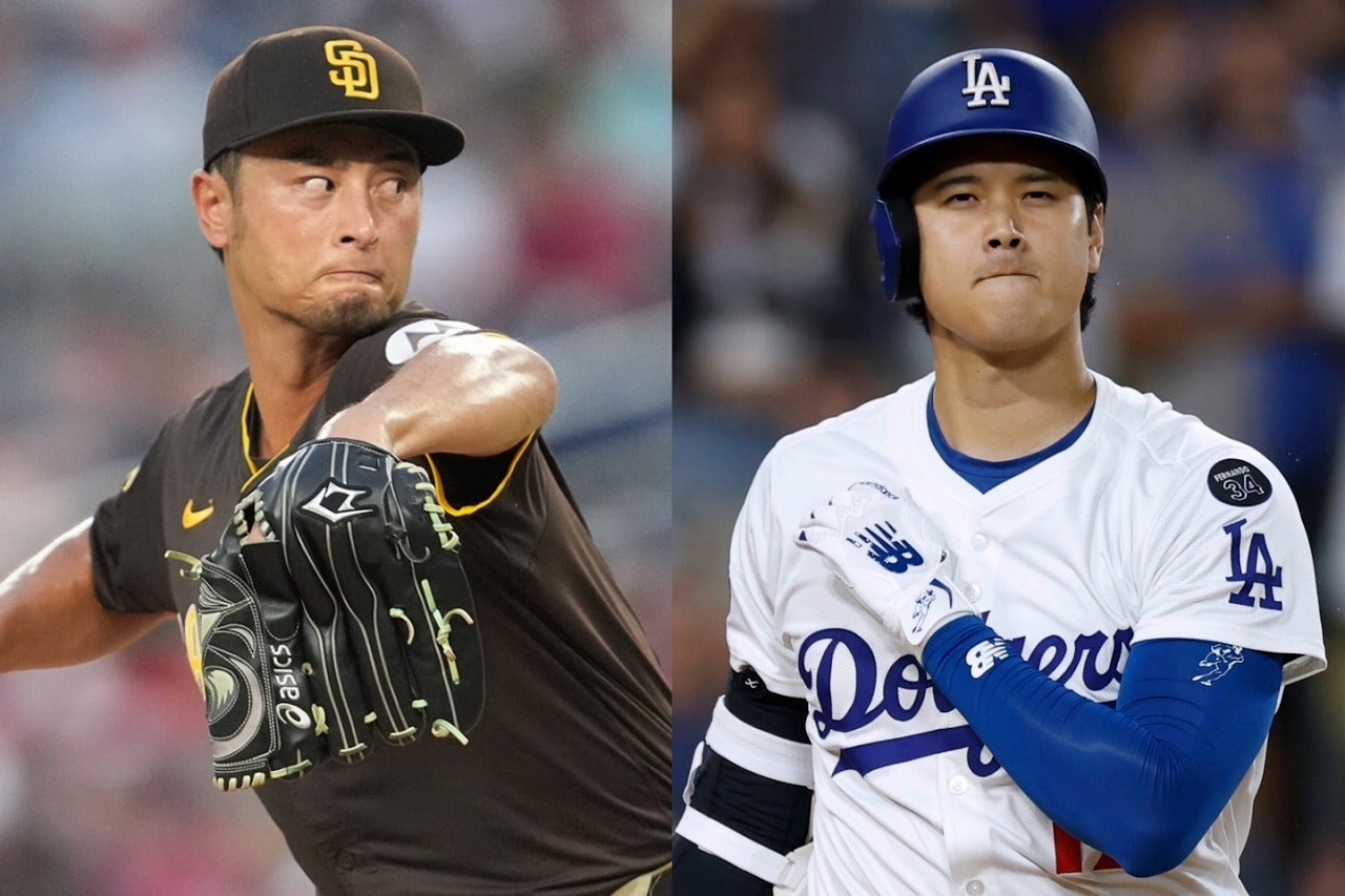 ドジャースとの初戦で先発登板が発表されているダルビッシュ（左）。大谷（右）ら強力打線を抑えられるか。(C) Getty Images
