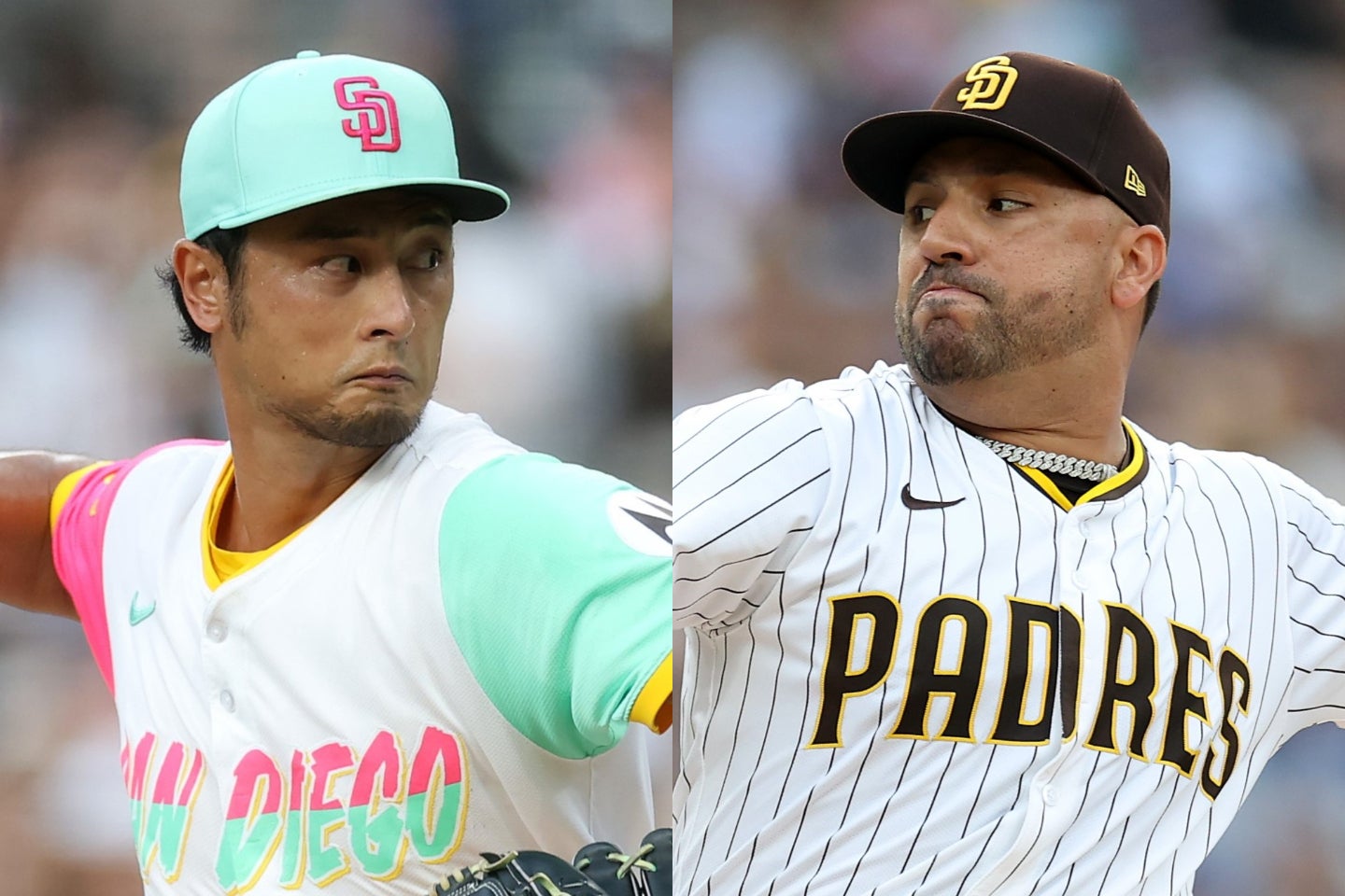 ダルビッシュ（左）とコルテス（右）が、ドジャース相手に２日連続で６回を１安打以下に抑えた。(C)Getty Images