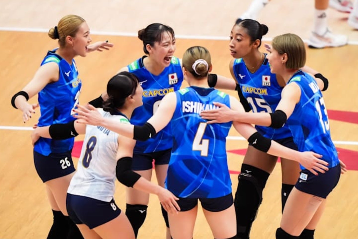 日本は強豪セルビアを撃破。予選Ｒを首位通過した。(C)Volleyball World