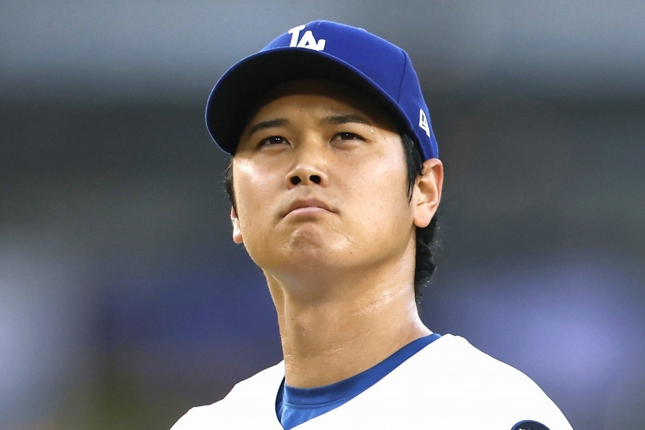 約２年ぶりの勝利投手となった大谷。降板直後に感情があふれ出た。(C)Getty Images