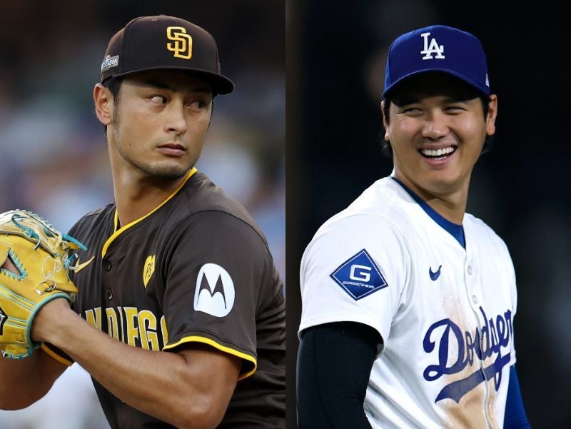 パドレスユニ姿で大谷翔平（右）とダルビッシュ（左）の日本人対決を現地観戦したタレントのMattさんが話題を呼んだ。(C)Getty Images