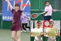 津田梨央はインターハイに続きインカレでも１年生で女王の座に就いた（左）。４年の宮田萌芳は準優勝（右上）。女子複は平田葵／金子さら紗がＶ（右下）。写真：スマッシュ編集部