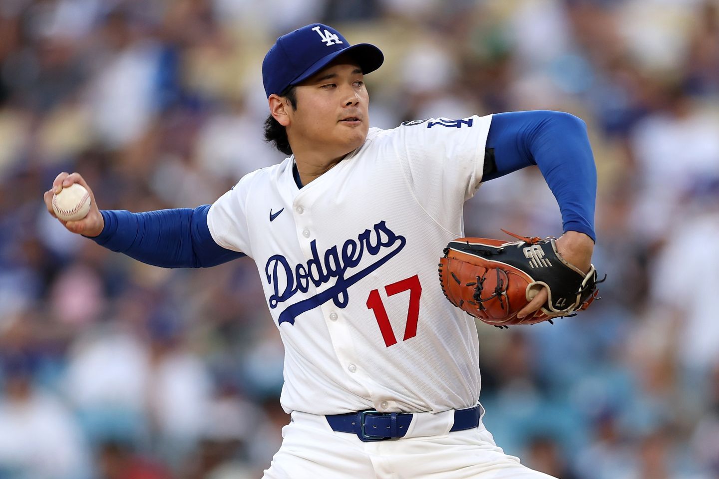 29日に先発した大谷。５回を投げ１失点、９奪三振で今季初勝利を挙げた。(C)Getty Images