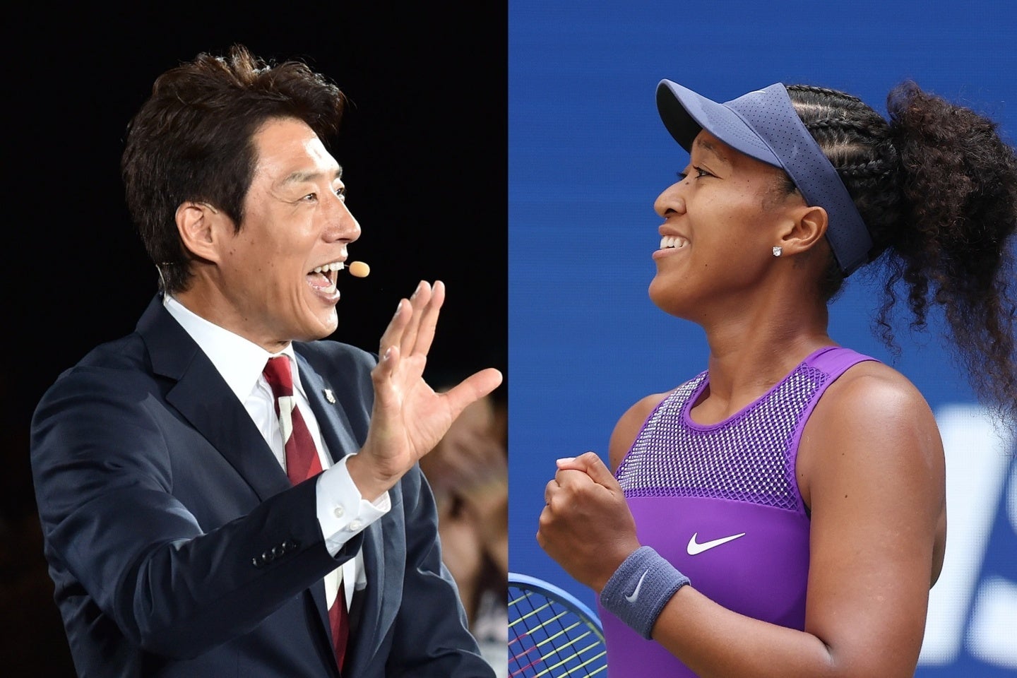 松岡氏（左）が大坂（右）の全米４回戦の勝因を「進化の３つの壁」と語り、熱く解説した。（C）Getty Images