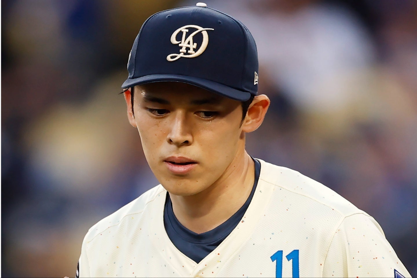 初回、厳しい立ち上がりとなったリハビリ登板の佐々木。(C)Getty Images