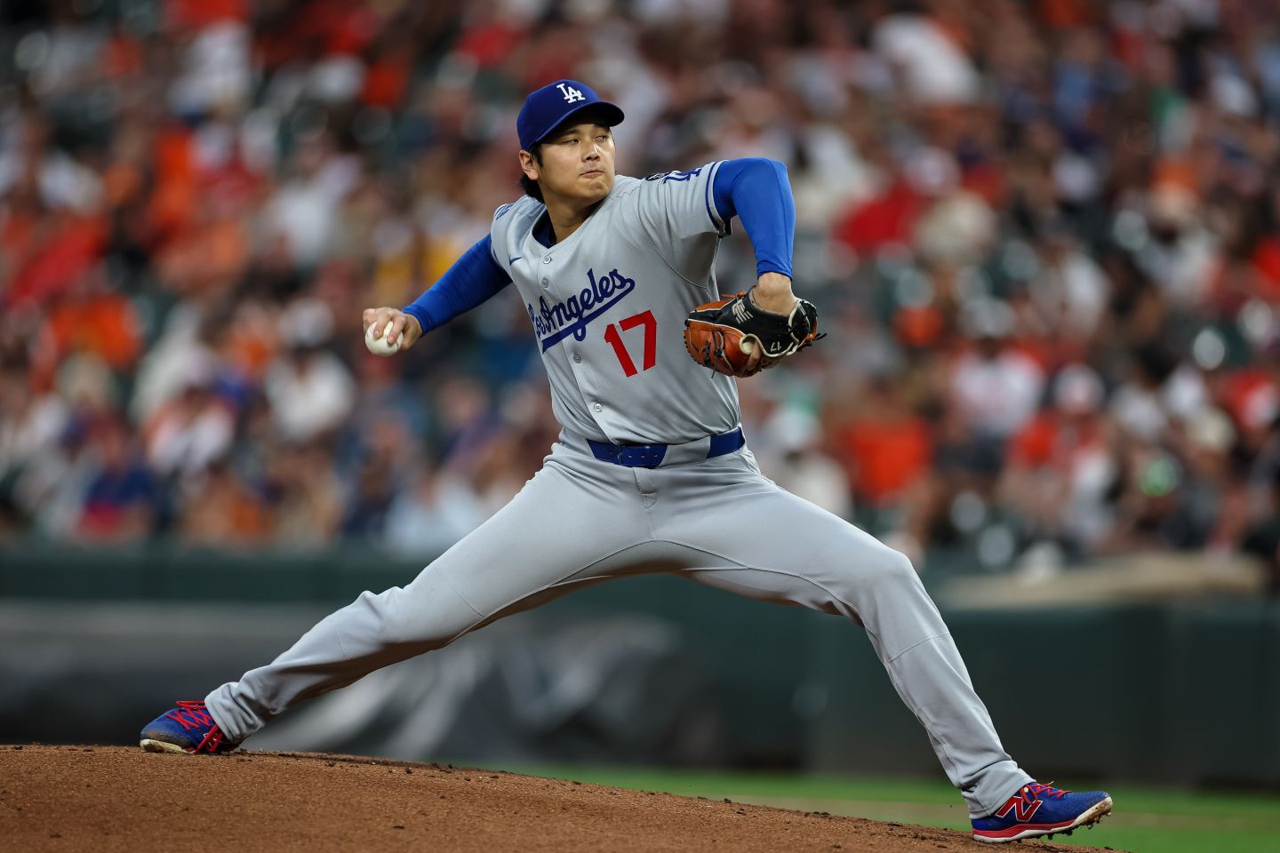 オリオールズ戦で３回2/3を投げ無失点に抑えた大谷。ピンチも気迫の投球で凌いでみせた。(C) Getty Images