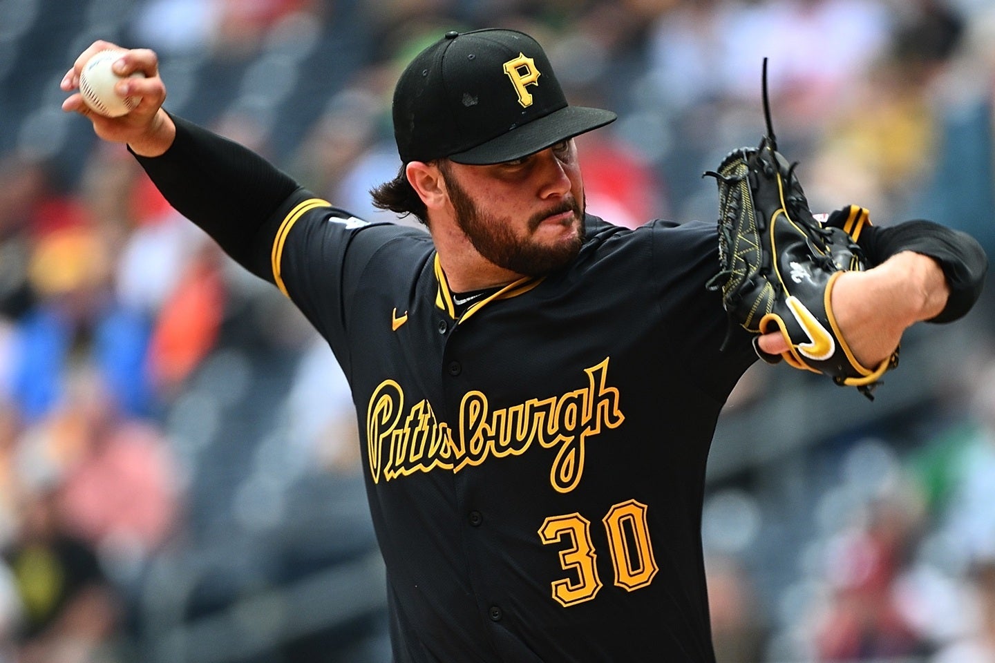 ドジャース打線を相手に圧倒的なピッチングを見せたスキーンズ。今季のサイ・ヤング賞最有力候補だ。(C) Getty Imaegs