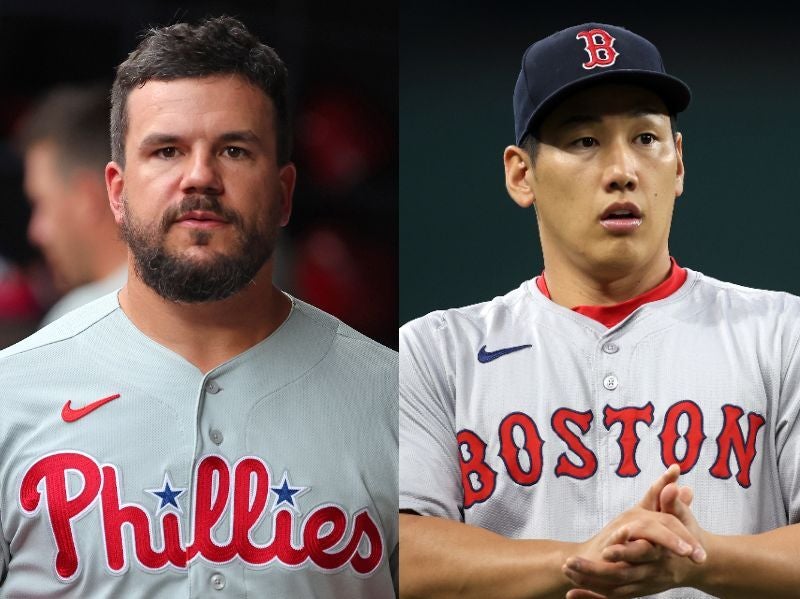 レッドソックスがシュワーバー（左）獲得に動けば、吉田（右）放出の可能性が高いと現地で報じられている。(C) Getty Images