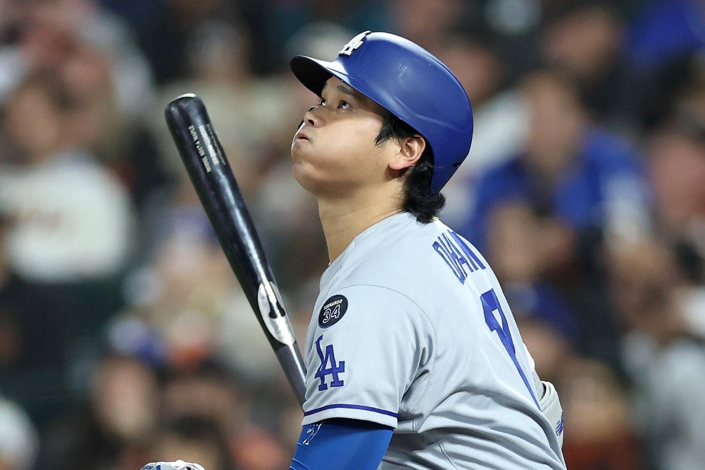 ジャイアンツ戦で特大49号ソロアーチを放った大谷。(C)Getty Images