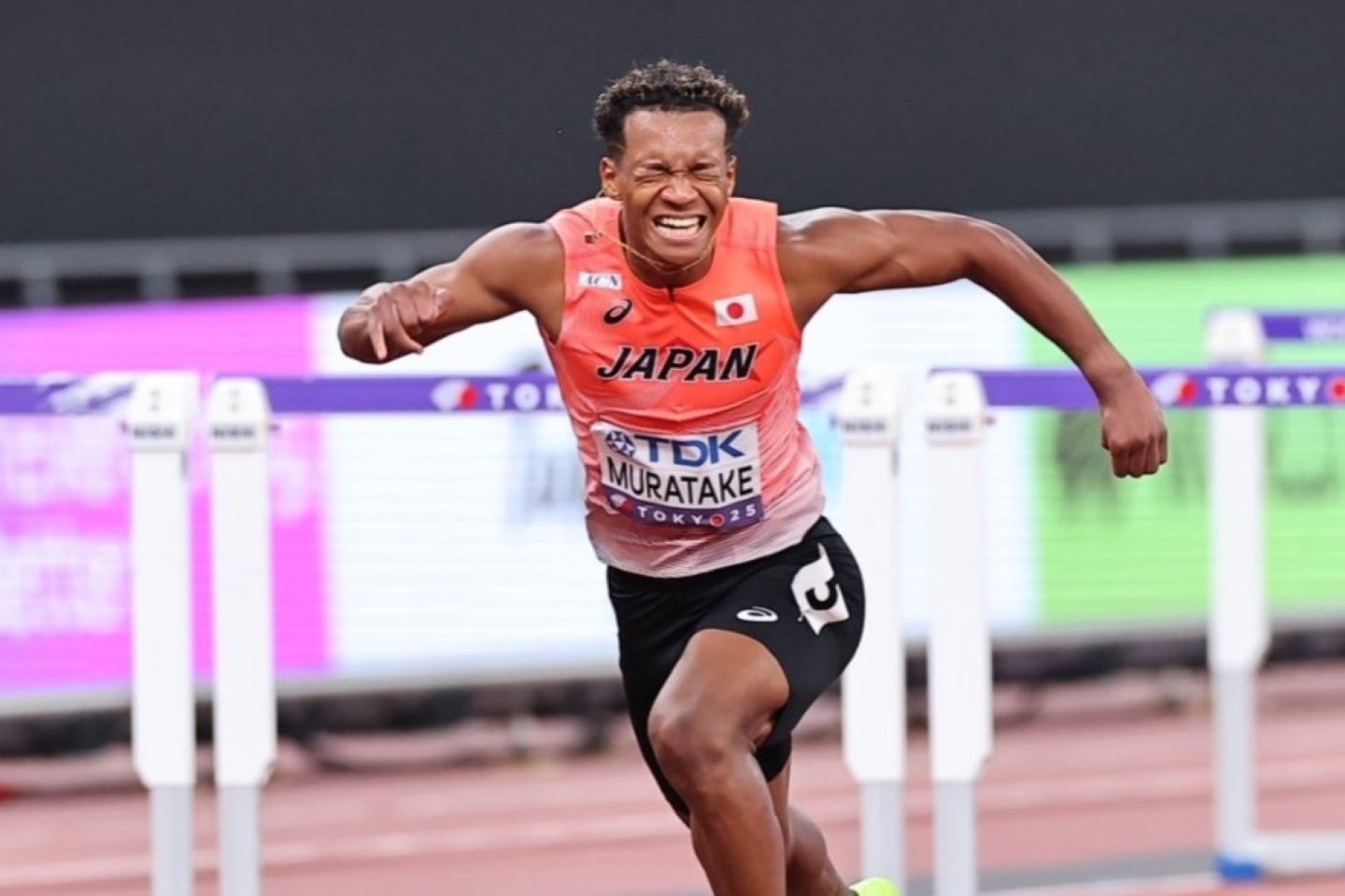 男子110mハードル決勝で全力を振り絞った村竹。写真：梅月智史（THE DIGEST写真部）