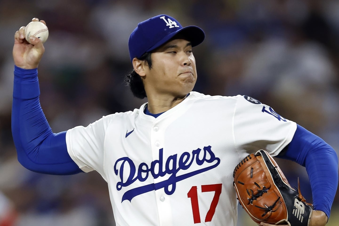 先発の大谷は５回無安打、無得点と好投。しかし、ブルペン陣が打ち込まれてドジャースは６対９で敗れた。(C)Getty Images